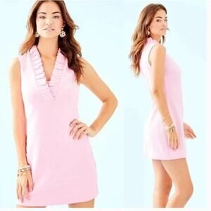 Lilly Pulitzer Tisbury Sleeveless Ruffle Shift Dress Women’s Size S Pink Stripe